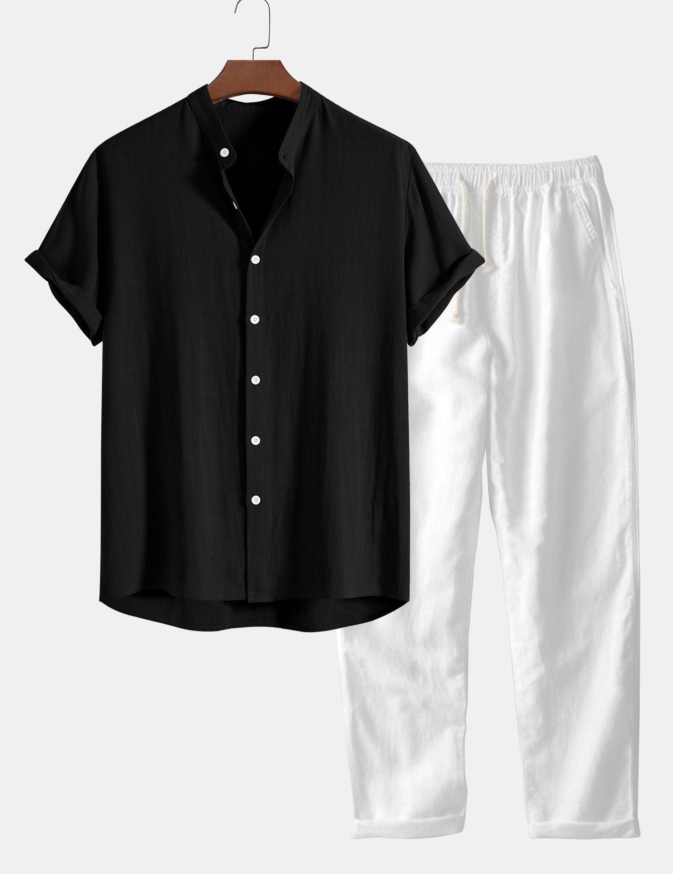 Elegante set estivo da due pezzi da uomo: camicia e pantaloni combinati