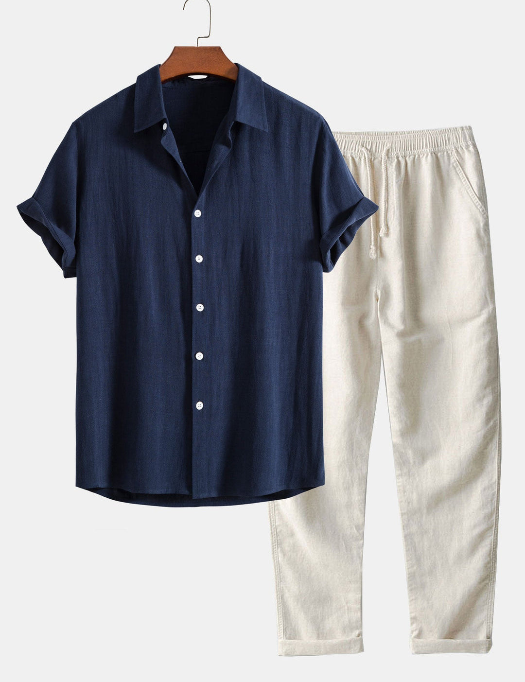 Elegante set estivo da due pezzi da uomo: camicia e pantaloni combinati