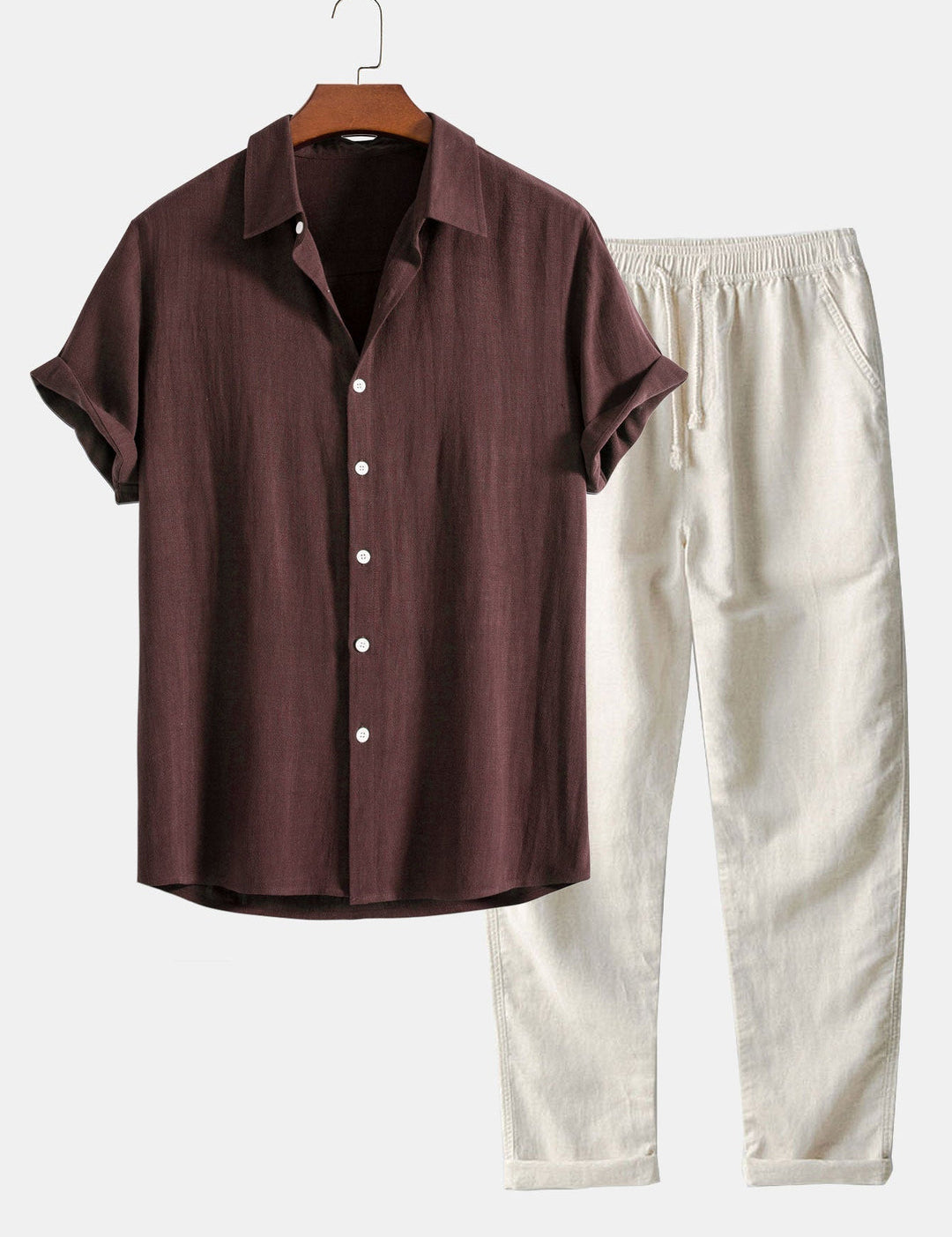 Elegante set estivo da due pezzi da uomo: camicia e pantaloni combinati