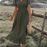 HEATHER | Elegante abito autunnale Boho lungo con scollo a V
