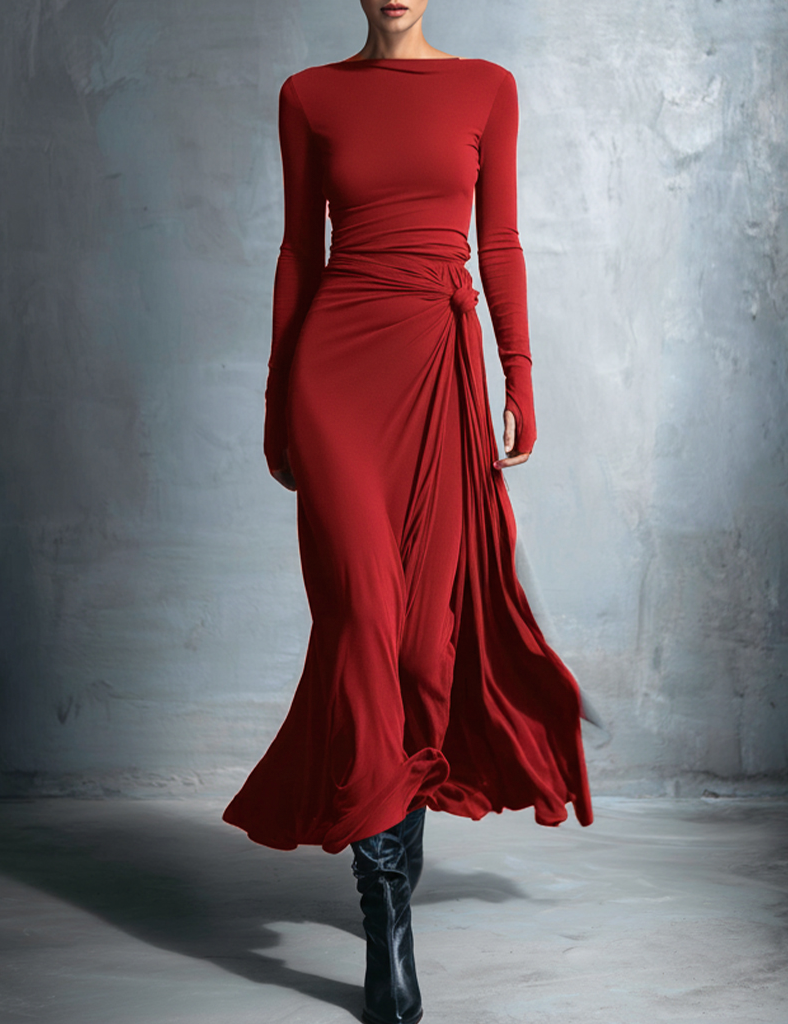 Noemi | Abito maxi con nodo laterale