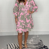 Marbella | Abito elegante midi rosa per l'autunno
