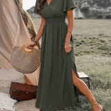 HEATHER | Elegante abito autunnale Boho lungo con scollo a V