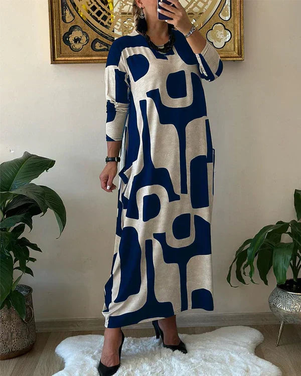 Splendida stampa autunnale del vestito maxi EMMA: eleva il tuo stile!