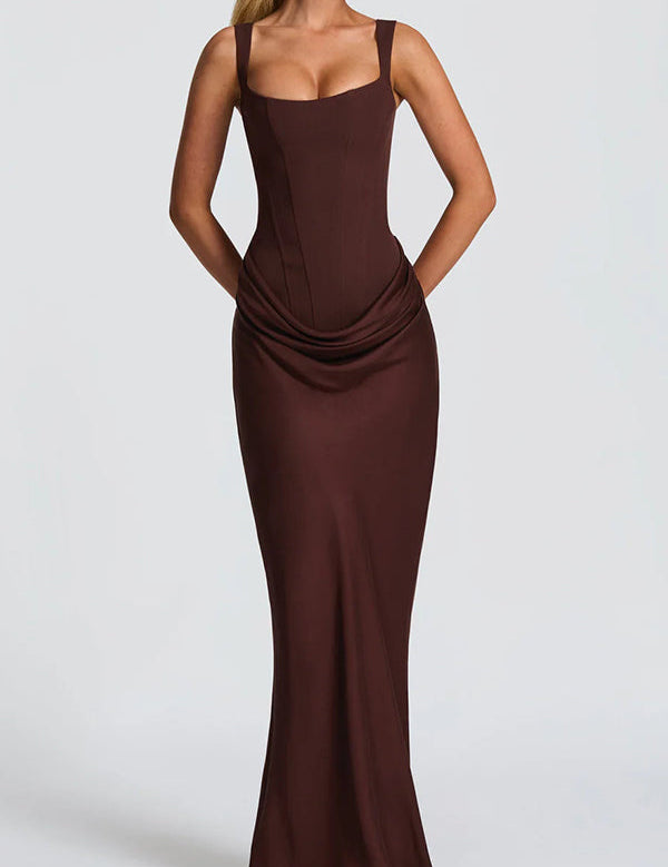 Lucia | Abito maxi con scollo quadrato