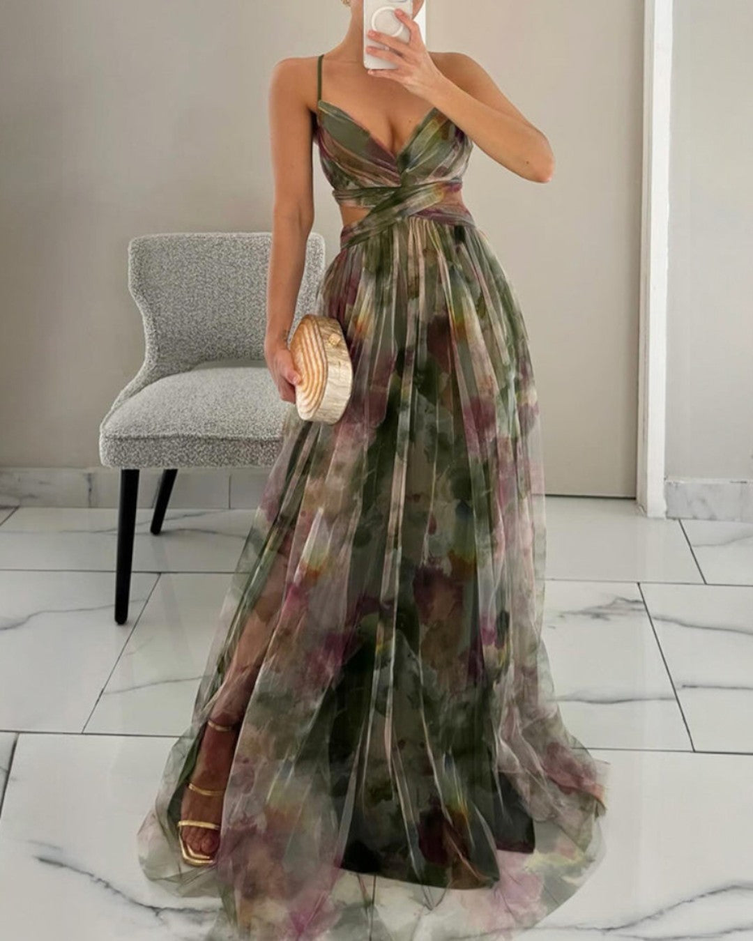 Gisella | Incantevole abito lungo a fiori