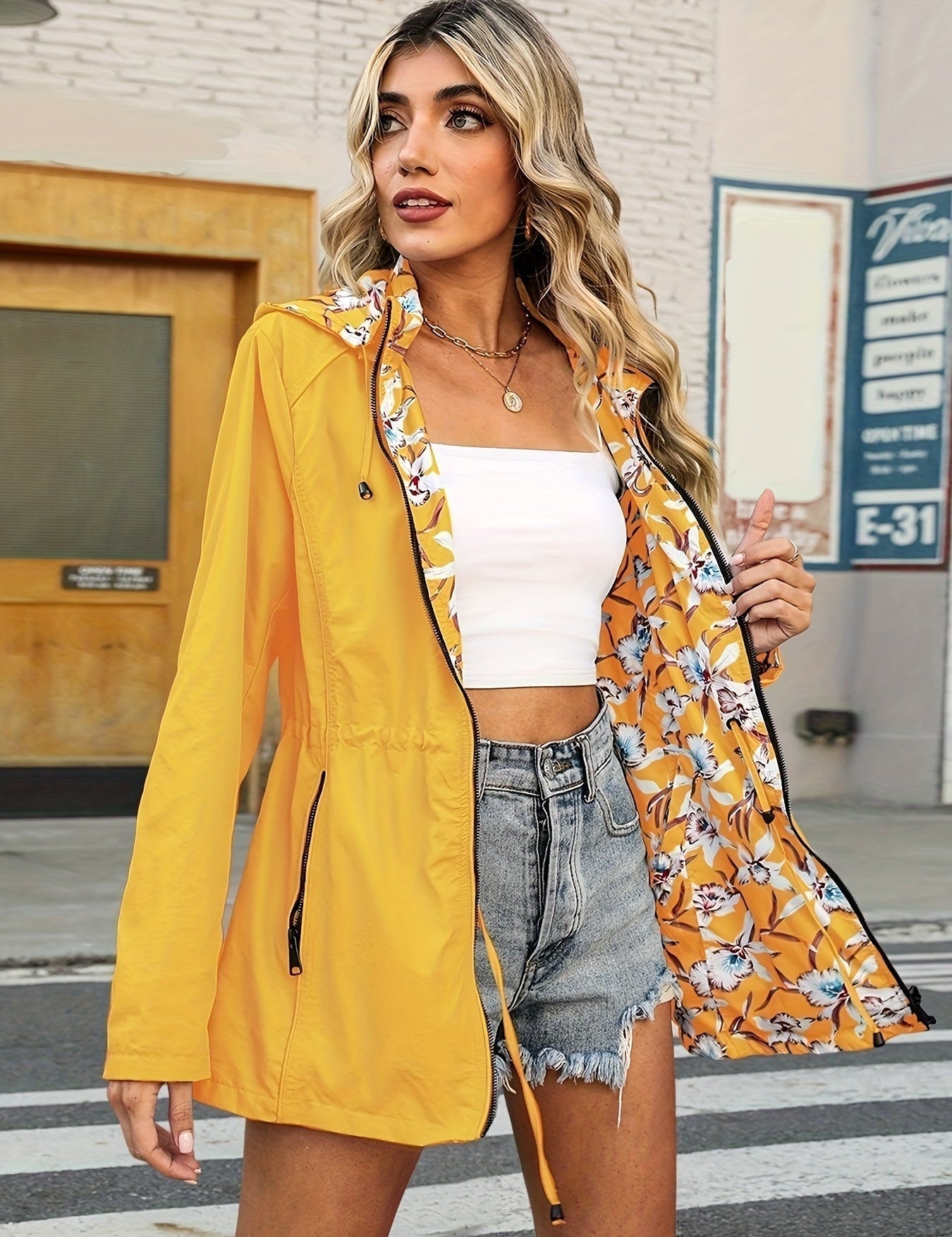 Ella | Giacca hoodie autunnale con stampa floreale alla moda