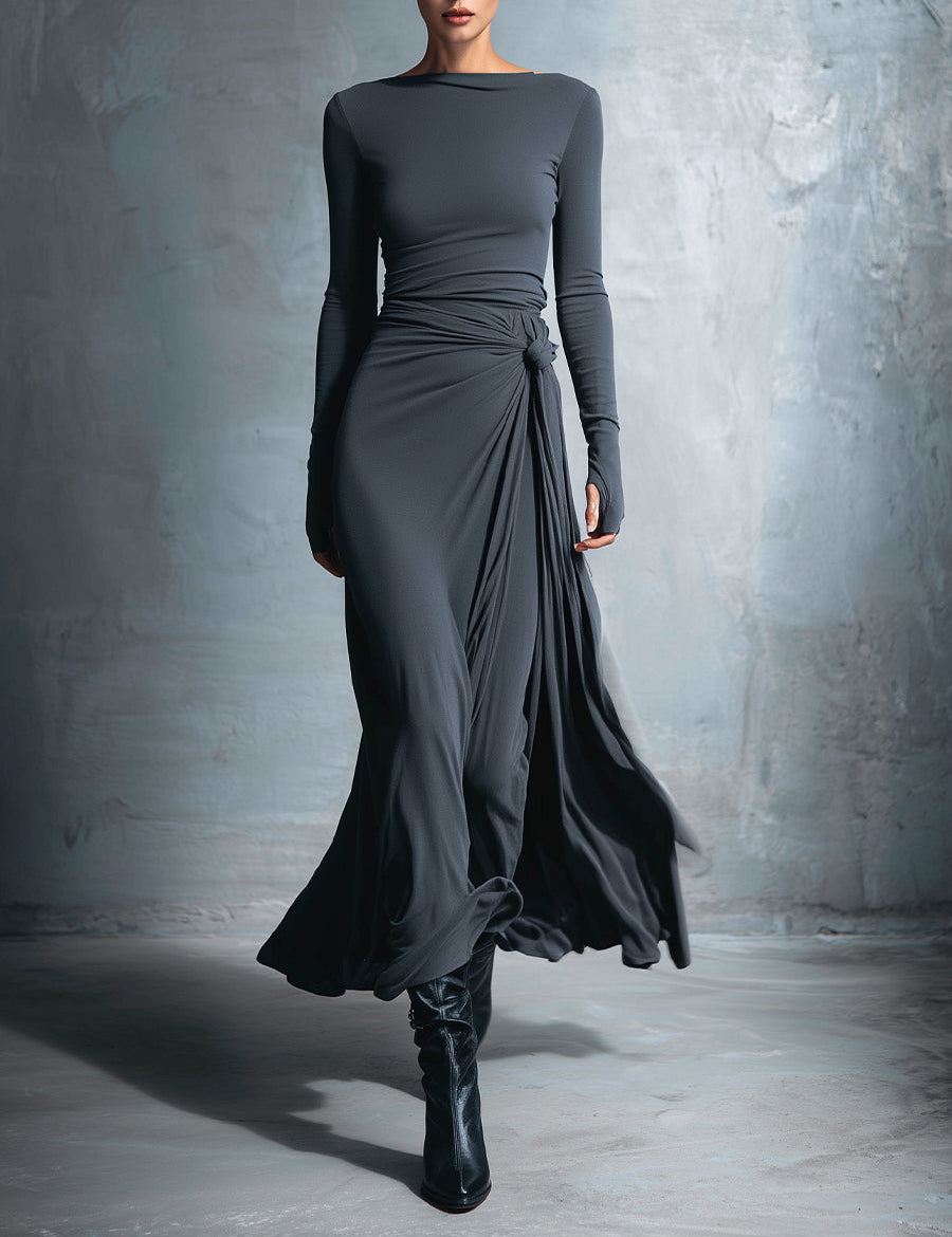 Noemi | Abito maxi con nodo laterale
