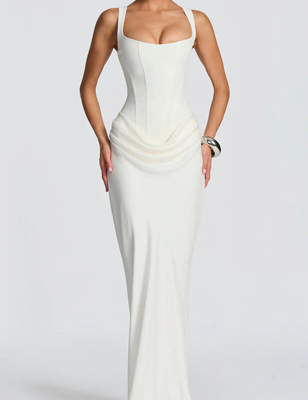Lucia | Abito maxi con scollo quadrato