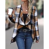 Blazer autunnale a maniche lunghe a quadri da donna | Elegante