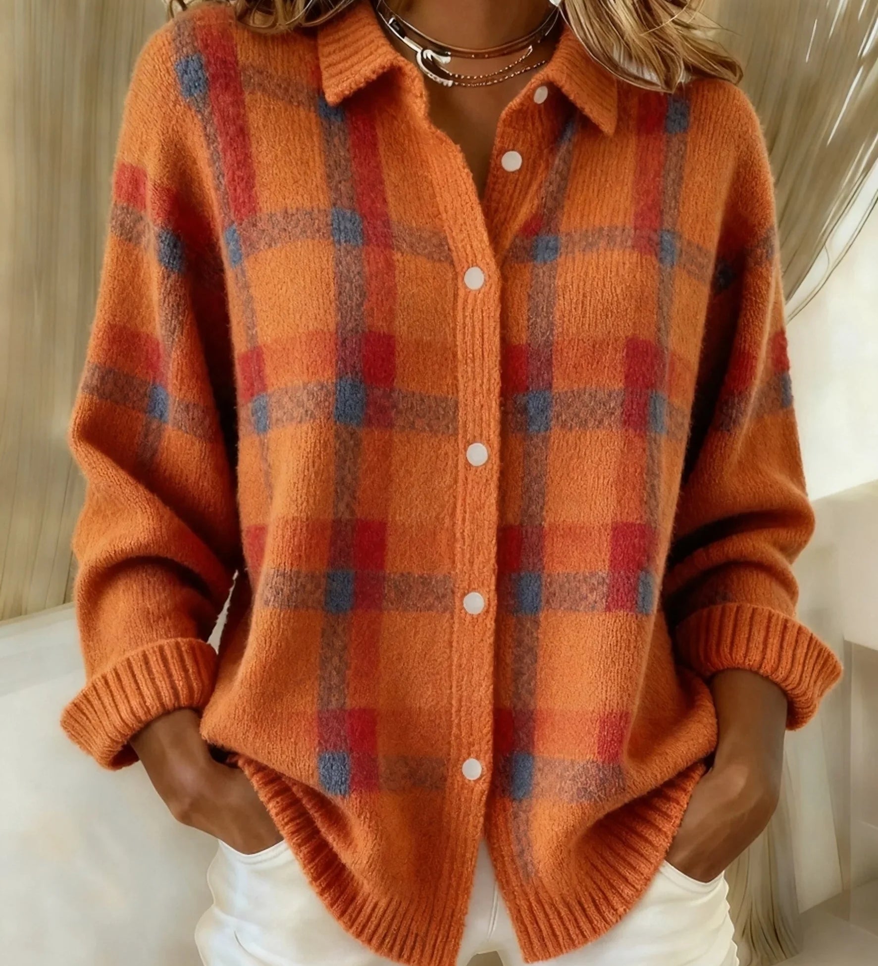 Felicia™ | Cardigan a Quadri Casual