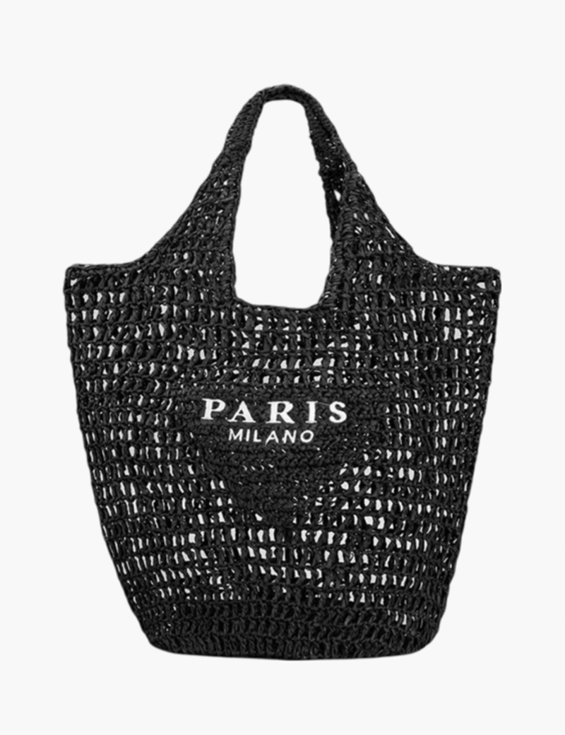 Borsa da spiaggia elegante da donna in paglia fatta a mano, design boho