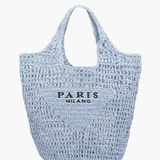 Borsa da spiaggia elegante da donna in paglia fatta a mano, design boho