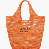 Borsa da spiaggia elegante da donna in paglia fatta a mano, design boho