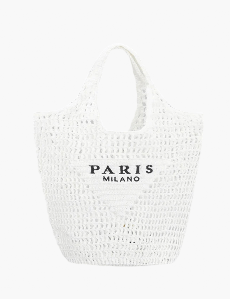 Borsa da spiaggia elegante da donna in paglia fatta a mano, design boho