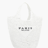 Borsa da spiaggia elegante da donna in paglia fatta a mano, design boho