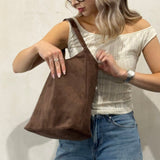 Borsa tote in pelle elegante da donna, versatile, scamosciata