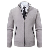 Cardigan lavorato a maglia da uomo - Misto lana - Collo alto con cerniera - Vestibilità su misura - Polsini a coste - Perfetto per l'autunno