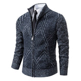 Cardigan lavorato a maglia da uomo - Misto lana - Collo alto con cerniera - Vestibilità su misura - Polsini a coste - Perfetto per l'autunno