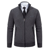 Cardigan lavorato a maglia da uomo - Misto lana - Collo alto con cerniera - Vestibilità su misura - Polsini a coste - Perfetto per l'autunno