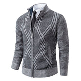 Cardigan lavorato a maglia da uomo - Misto lana - Collo alto con cerniera - Vestibilità su misura - Polsini a coste - Perfetto per l'autunno
