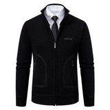 Cardigan lavorato a maglia da uomo - Misto lana - Collo alto con cerniera - Vestibilità su misura - Polsini a coste - Perfetto per l'autunno
