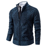 Cardigan lavorato a maglia da uomo - Misto lana - Collo alto con cerniera - Vestibilità su misura - Polsini a coste - Perfetto per l'autunno