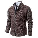 Cardigan lavorato a maglia da uomo - Misto lana - Collo alto con cerniera - Vestibilità su misura - Polsini a coste - Perfetto per l'autunno