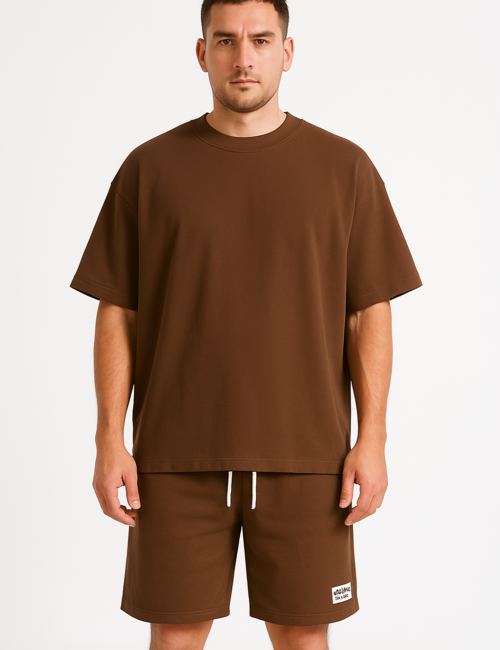 UOMINI - Set Estivo Sportivo - Fit Rilassato - Manica Corta - Pantaloncini con Coulisse - Cotone Traspirante