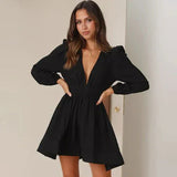 Mini abito nero chic autunnale - Collezione SARAH