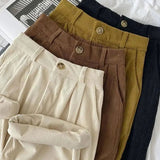 Pantaloni di lana a vita alta vintage chic per donne alla moda