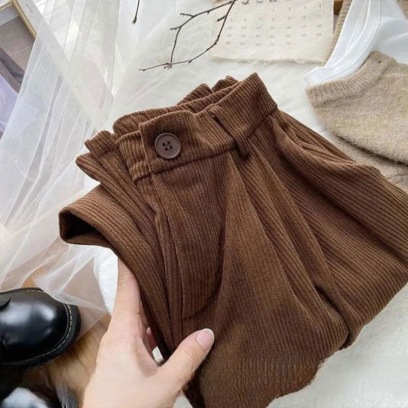 Pantaloni di lana a vita alta vintage chic per donne alla moda
