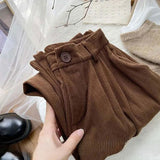 Pantaloni di lana a vita alta vintage chic per donne alla moda