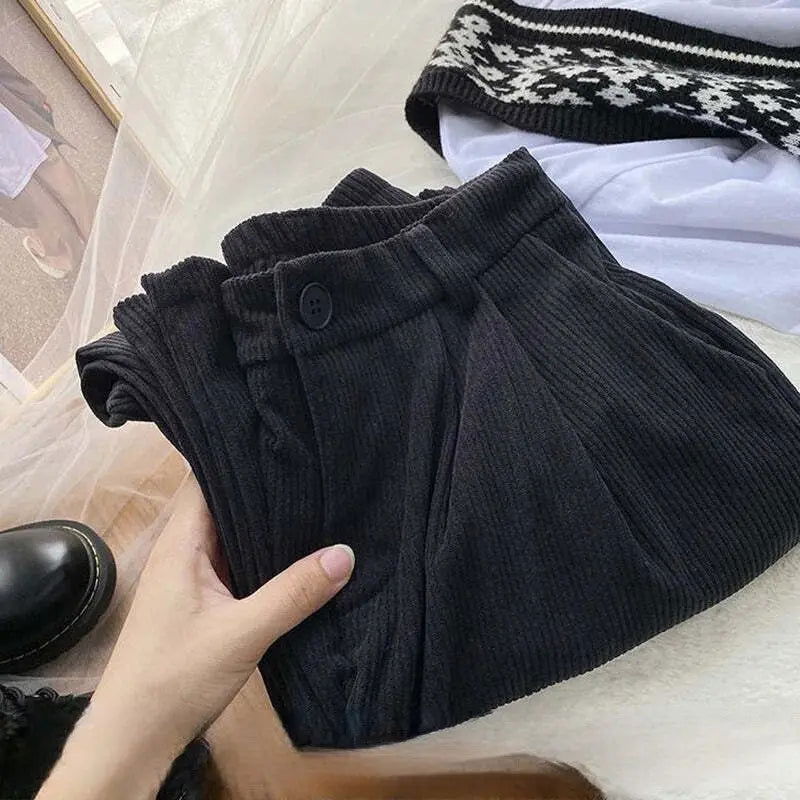 Pantaloni di lana a vita alta vintage chic per donne alla moda