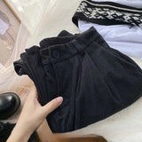 Pantaloni di lana a vita alta vintage chic per donne alla moda