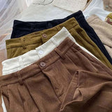 Pantaloni di lana a vita alta vintage chic per donne alla moda