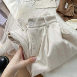 Pantaloni di lana a vita alta vintage chic per donne alla moda