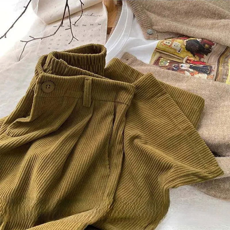 Pantaloni di lana a vita alta vintage chic per donne alla moda