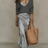 Elena | Abito Midi Satinato con Maglione Incluso