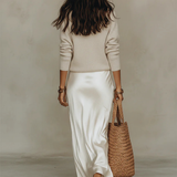 Elena | Abito Midi Satinato con Maglione Incluso