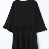 Elegante mini abito babydoll estivo nero con scollo a V