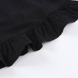 Elegante mini abito babydoll estivo nero con scollo a V