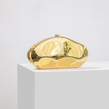 Elegante pochette strutturata da donna color oro di lusso