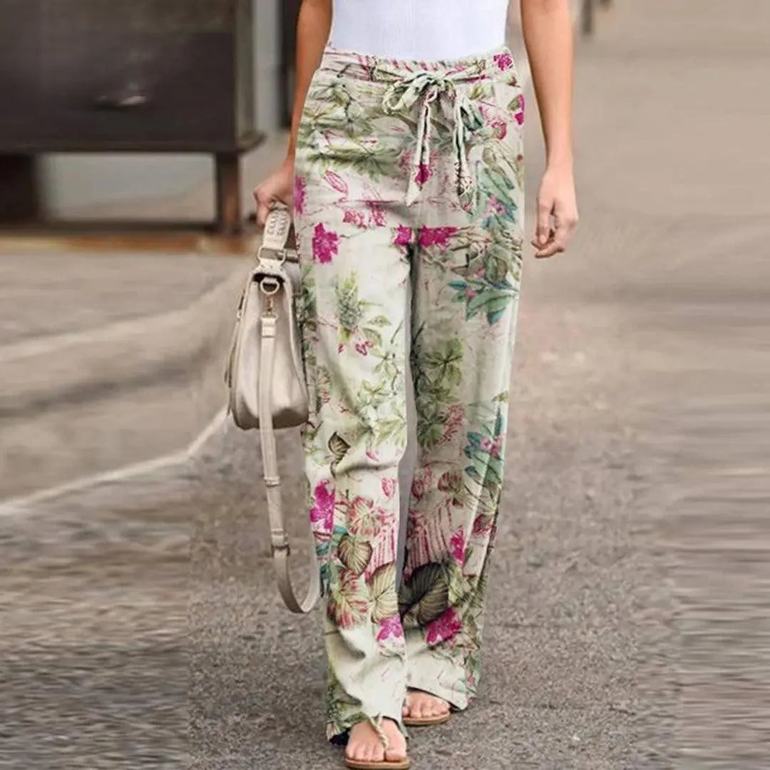FLORA | Pantaloni autunnali chic con stampa floreale da donna