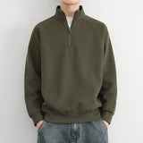 Felpa da uomo con mezza zip – Maglia a coste autunnale – Vestibilità comoda – Pullover casual con collo alto