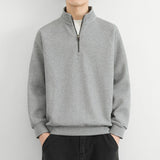 Felpa da uomo con mezza zip – Maglia a coste autunnale – Vestibilità comoda – Pullover casual con collo alto
