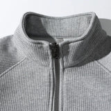 Felpa da uomo con mezza zip – Maglia a coste autunnale – Vestibilità comoda – Pullover casual con collo alto
