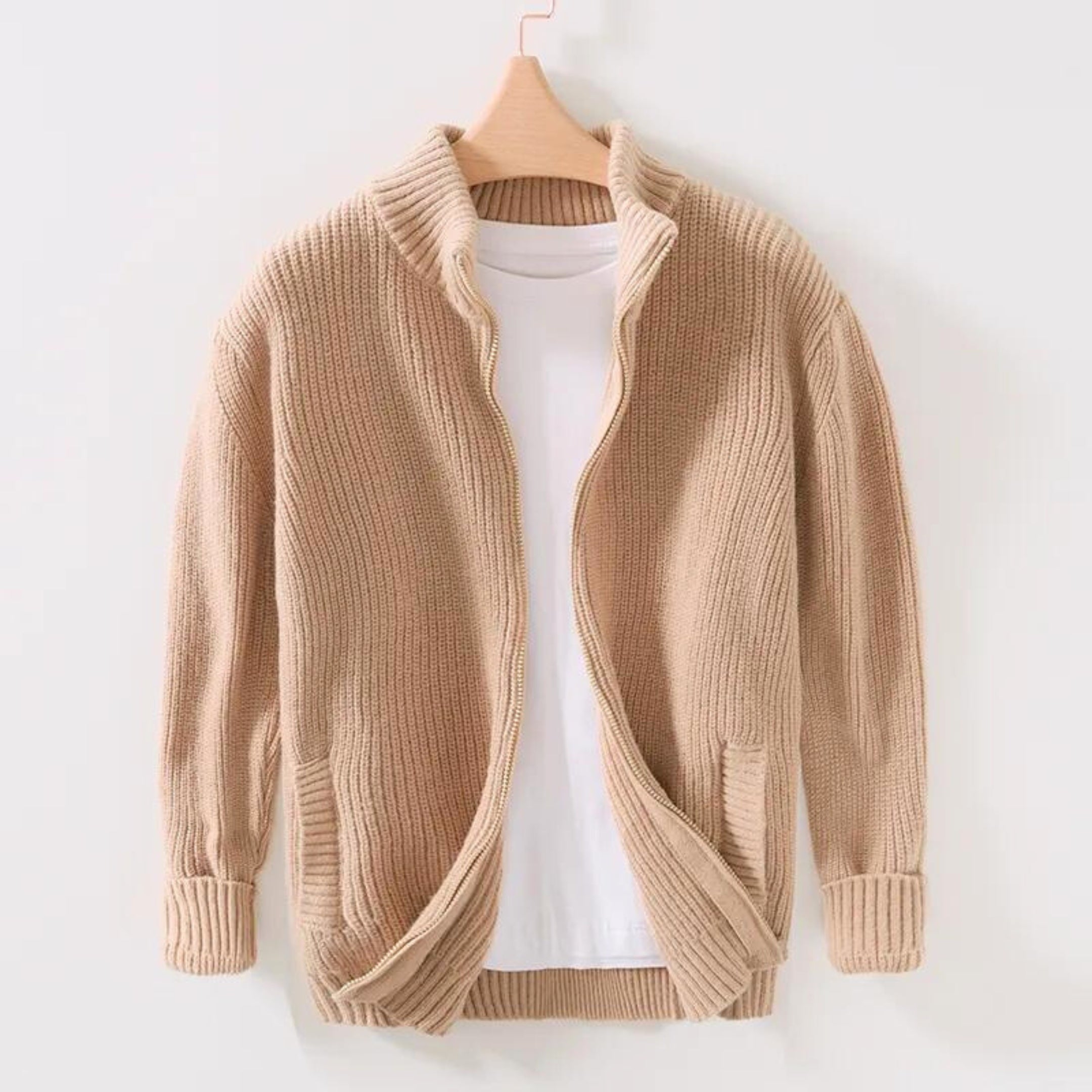 Marco | Giacca maglione in maglia leggera con zip da uomo per l'autunno