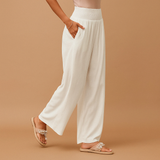 Loïs | Pantaloni Autunnali in Lino Eleganti con Vita Elastica Confortevole per Dame