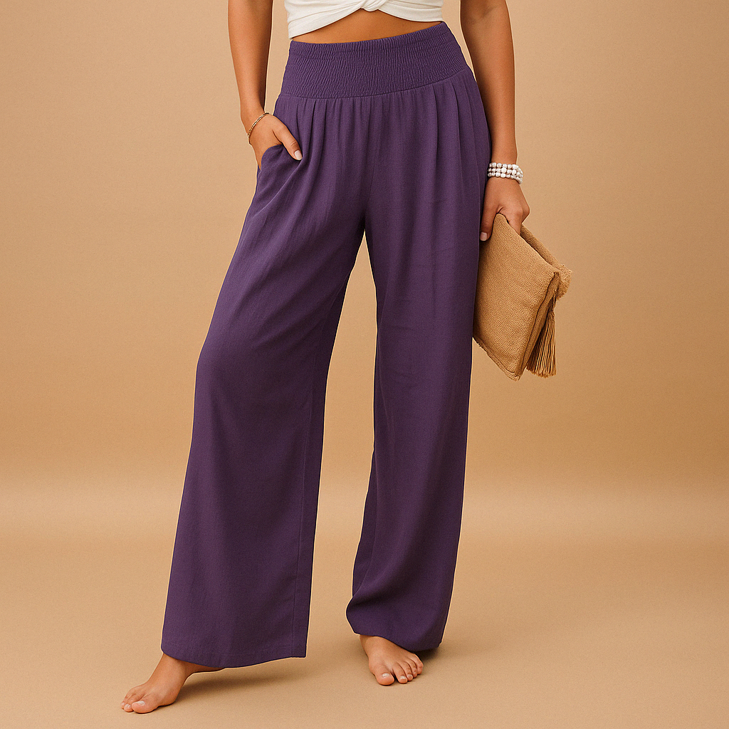 Loïs | Pantaloni Autunnali in Lino Eleganti con Vita Elastica Confortevole per Dame